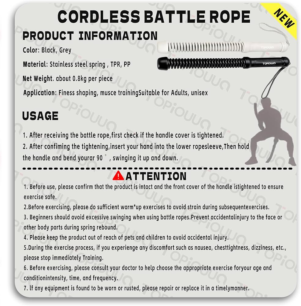 Ropeless Battle Rope – HIIT Weight Training, Multi-functional Home and Travel Exercise Equipment, Unisex Exercise Training Battle Rope Fitness Equipment with Anti-slip Tape