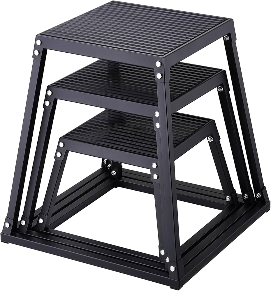 VEVOR Plyometric Jump Box, 18 Inch Plyo Box, Steel Plyometric Platform and Jumping Agility Box, Anti-Slip Fitness Exercise Step Up Box for Home Gym Training, Conditioning Strength Training