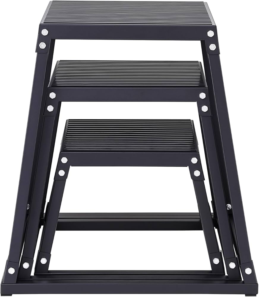 VEVOR Plyometric Jump Box, 18 Inch Plyo Box, Steel Plyometric Platform and Jumping Agility Box, Anti-Slip Fitness Exercise Step Up Box for Home Gym Training, Conditioning Strength Training