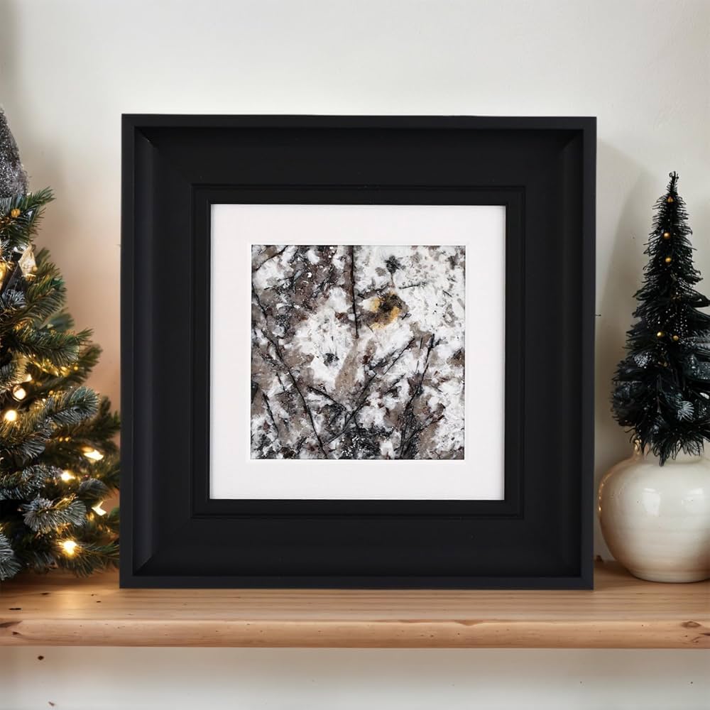 Natural Marble Decorative Wall Art Home Decor for Living Room Abstract Stone Painting Bedroom Aesthetic Office Farmhouse Fall Rustic Heavy Texture Picture Framed 14×14 inch Pandora Stone