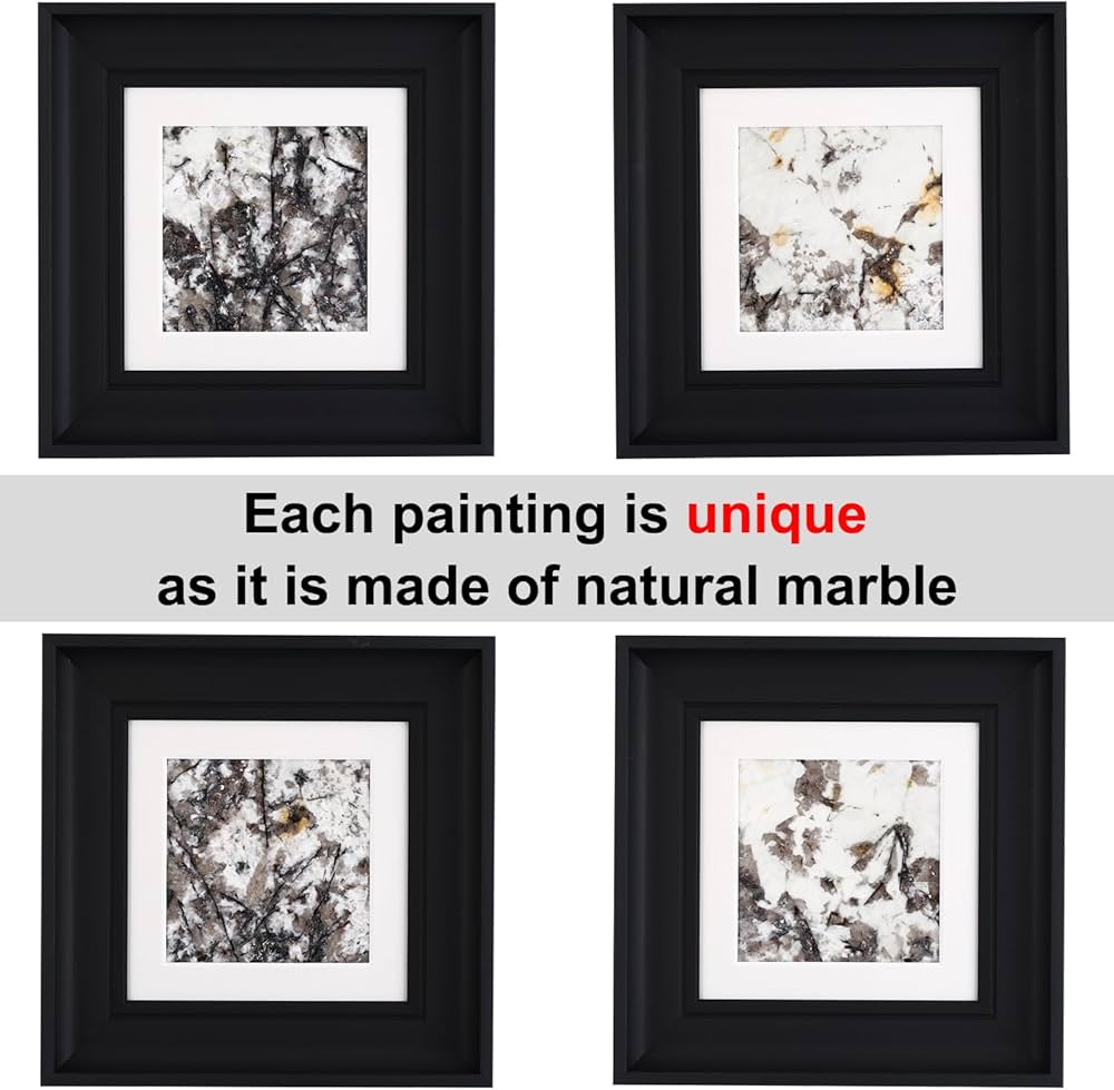 Natural Marble Decorative Wall Art Home Decor for Living Room Abstract Stone Painting Bedroom Aesthetic Office Farmhouse Fall Rustic Heavy Texture Picture Framed 14×14 inch Pandora Stone