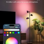 Govee Tree Floor Lamp for Bedroom, 3 Rotatable Lights Compatible with SmartThings, Alexa, and Matter, LED Black Modern Standing Lamp with Adjustable Focus, Music Sync for Living Room, Home Decor