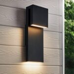 Modern LED Outdoor Wall Sconce 17W Integrated LED Outdoor Wall Mount,Anti Rust Textured Black Suit for Wet Locations and All Rooms,Easily Installed in Any Direction.Bulb Included.