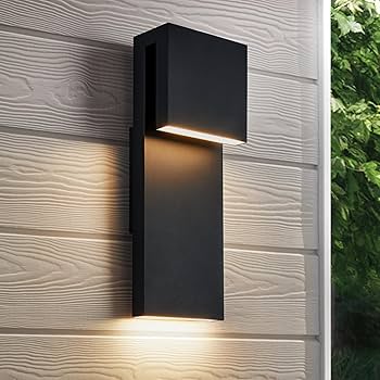 Modern LED Outdoor Wall Sconce 17W Integrated LED Outdoor Wall Mount,Anti Rust Textured Black Suit for Wet Locations and All Rooms,Easily Installed in Any Direction.Bulb Included.