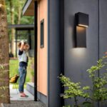 Modern LED Outdoor Wall Sconce 17W Integrated LED Outdoor Wall Mount,Anti Rust Textured Black Suit for Wet Locations and All Rooms,Easily Installed in Any Direction.Bulb Included.