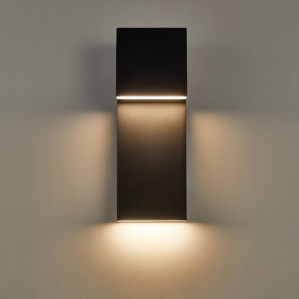 Modern LED Outdoor Wall Sconce 17W Integrated LED Outdoor Wall Mount,Anti Rust Textured Black Suit for Wet Locations and All Rooms,Easily Installed in Any Direction.Bulb Included.