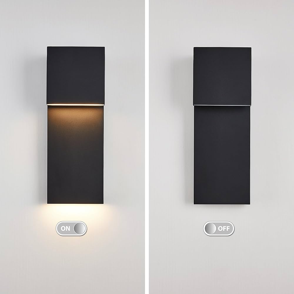 Modern LED Outdoor Wall Sconce 17W Integrated LED Outdoor Wall Mount,Anti Rust Textured Black Suit for Wet Locations and All Rooms,Easily Installed in Any Direction.Bulb Included.
