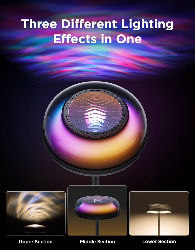 Govee Uplighter Floor Lamp for Living Room, RGBIC Ripple Projector, Floor Lamp for Bedroom, Compatible with SmartThings, Alexa, and Matter, LED Modern Corner Floor Light, Warm Cool White Standing Lamp