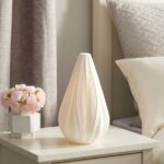 RONDURE 12.5″ Modern Ceramic Table Lamp, Fully Dimmable Modern Bedside Lamps for Bedroom, Living Room and Nightstand, White Translucent Ceramic Shade, Warm Ambient Lighting, Corded, Bulb IncludedI’m