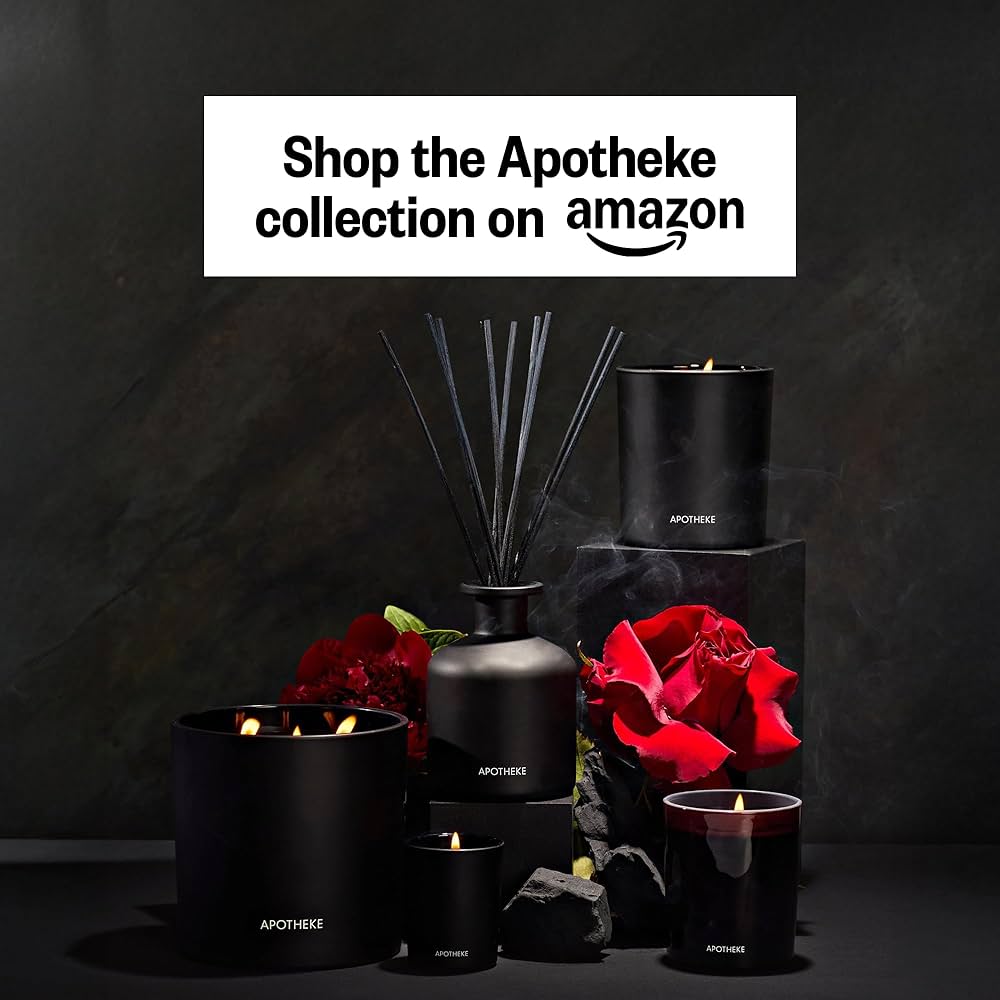 Apotheke Signature Scented Candles for Home, Charcoal – 10.5 oz – Soy Wax, Non Toxic, Large Jar Black – Luxury Candle Gifts for Women & Men – Cedarwood, Sandalwood, Oud, and Amber
