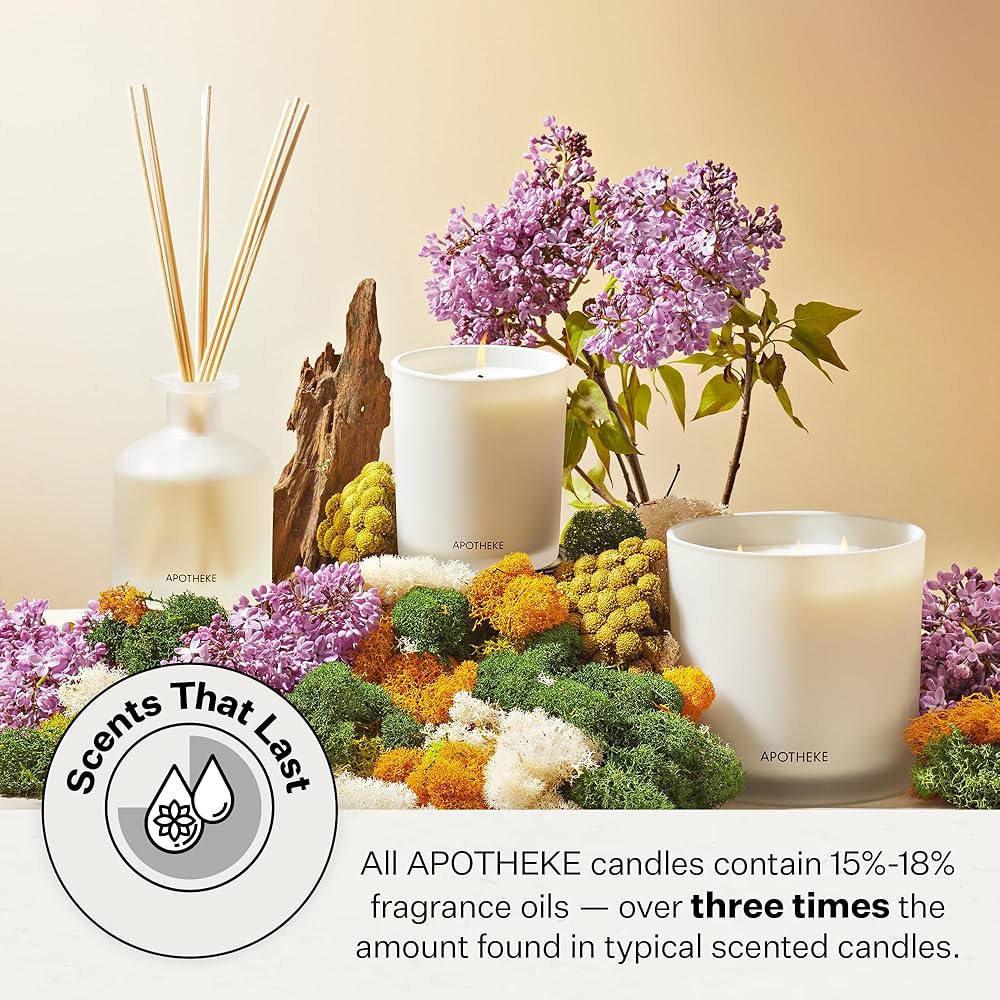 Apotheke Signature Scented Candles for Home, Charcoal – 10.5 oz – Soy Wax, Non Toxic, Large Jar Black – Luxury Candle Gifts for Women & Men – Cedarwood, Sandalwood, Oud, and Amber