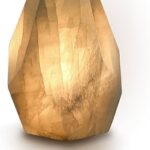 Artsolute Handcrafted Solid Stone Lamp Carved from Natural Calcite, Unique Crystal Texture, Dimmable Small Table Lamp for Bedside, Accent, Pentagon White