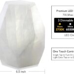 Artsolute Handcrafted Solid Stone Lamp Carved from Natural Calcite, Unique Crystal Texture, Dimmable Small Table Lamp for Bedside, Accent, Pentagon White