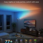 Govee Torchiere Floor Lamp with Matter, Alexa Compatible, RGBIC Warm Cool White Standing Lamp with 77 Scene Modes, Music Sync, 67″ Modern Floor Lamps for Living Room Bedroom, Black, 172 ft² Light Area