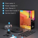 Govee Torchiere Floor Lamp with Matter, Alexa Compatible, RGBIC Warm Cool White Standing Lamp with 77 Scene Modes, Music Sync, 67″ Modern Floor Lamps for Living Room Bedroom, Black, 172 ft² Light Area