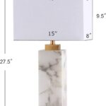 JONATHAN Y JYL6201A Elizabeth 27.5″ Alabaster LED Table Lamp Coastal Contemporary Bedside Desk Nightstand Lamp for Bedroom Living Room Office College Bookcase LED Bulb Included, White/Gold Leaf