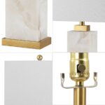 JONATHAN Y JYL6201A Elizabeth 27.5″ Alabaster LED Table Lamp Coastal Contemporary Bedside Desk Nightstand Lamp for Bedroom Living Room Office College Bookcase LED Bulb Included, White/Gold Leaf