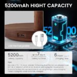 Cordless Table Lamp, Rechargeable Wooden Table Lamp with Touch Control & Adjustable Brightness, Cordless Decorative Bedside Lamp for Bedroom, Home Decor & Unique Gifts, Black Walnut
