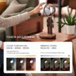 Cordless Table Lamp, Rechargeable Wooden Table Lamp with Touch Control & Adjustable Brightness, Cordless Decorative Bedside Lamp for Bedroom, Home Decor & Unique Gifts, Black Walnut