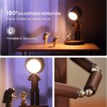 Cordless Table Lamp, Rechargeable Wooden Table Lamp with Touch Control & Adjustable Brightness, Cordless Decorative Bedside Lamp for Bedroom, Home Decor & Unique Gifts, Black Walnut