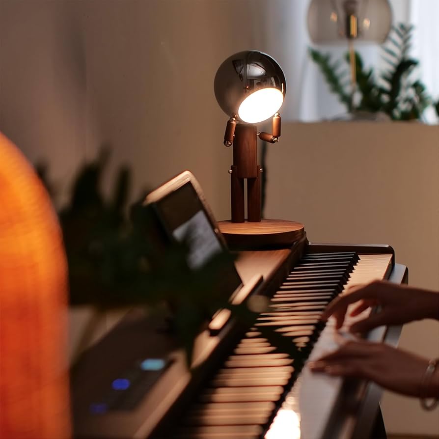 Cordless Table Lamp, Rechargeable Wooden Table Lamp with Touch Control & Adjustable Brightness, Cordless Decorative Bedside Lamp for Bedroom, Home Decor & Unique Gifts, Black Walnut