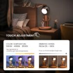 Pause Moon Lamp, Creative Wood LED Desk Lamp, Unique Decorative Lighting for Bedroom, Lamps for Night Stands, Rechargeable Cordless Lamp Office & Gift, Beech Wood