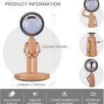 Pause Moon Lamp, Creative Wood LED Desk Lamp, Unique Decorative Lighting for Bedroom, Lamps for Night Stands, Rechargeable Cordless Lamp Office & Gift, Beech Wood