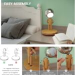 Pause Moon Lamp, Creative Wood LED Desk Lamp, Unique Decorative Lighting for Bedroom, Lamps for Night Stands, Rechargeable Cordless Lamp Office & Gift, Beech Wood