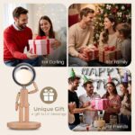 Pause Moon Lamp, Creative Wood LED Desk Lamp, Unique Decorative Lighting for Bedroom, Lamps for Night Stands, Rechargeable Cordless Lamp Office & Gift, Beech Wood