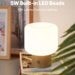 Halo Mushroom Lamp, 5W Cute Cordless Rechargeable Table Lamp with Glass Shade, 3 Color Temps LED Dimmable Ambient Lighting, Small Retro Touch Bedside Light for Bedroom Decor, Mustard Yellow