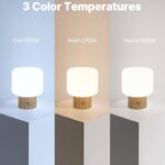 Halo Mushroom Lamp, 5W Cute Cordless Rechargeable Table Lamp with Glass Shade, 3 Color Temps LED Dimmable Ambient Lighting, Small Retro Touch Bedside Light for Bedroom Decor, Mustard Yellow