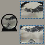 HYUGF Moving Sand Art Picture Decor, 3D Deep Sea Sandscape Liquid Motion, Round Glass Frame Display Flowing Sand Relaxing Gift for Kids Adults Home Office Work Desktop Decoration Toy (Black, 7″)