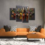 iHAPPYWALL Kitchen Pictures Wall Decor 4 Pieces Couful Spice in Spoon Vintage Canvas Wall Art Food Photos Painting On Canvas Stretched Framed Home Decoration Gift Ready to Hang