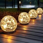 Solar Globe Lights Outdoor Waterproof – Cracked Glass Ball Lights for Garden, Patio, Yard, Lawn and Backyard Decor – Solar Orbs for Outside Decorations