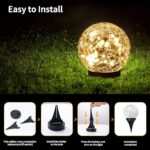 Solar Globe Lights Outdoor Waterproof – Cracked Glass Ball Lights for Garden, Patio, Yard, Lawn and Backyard Decor – Solar Orbs for Outside Decorations