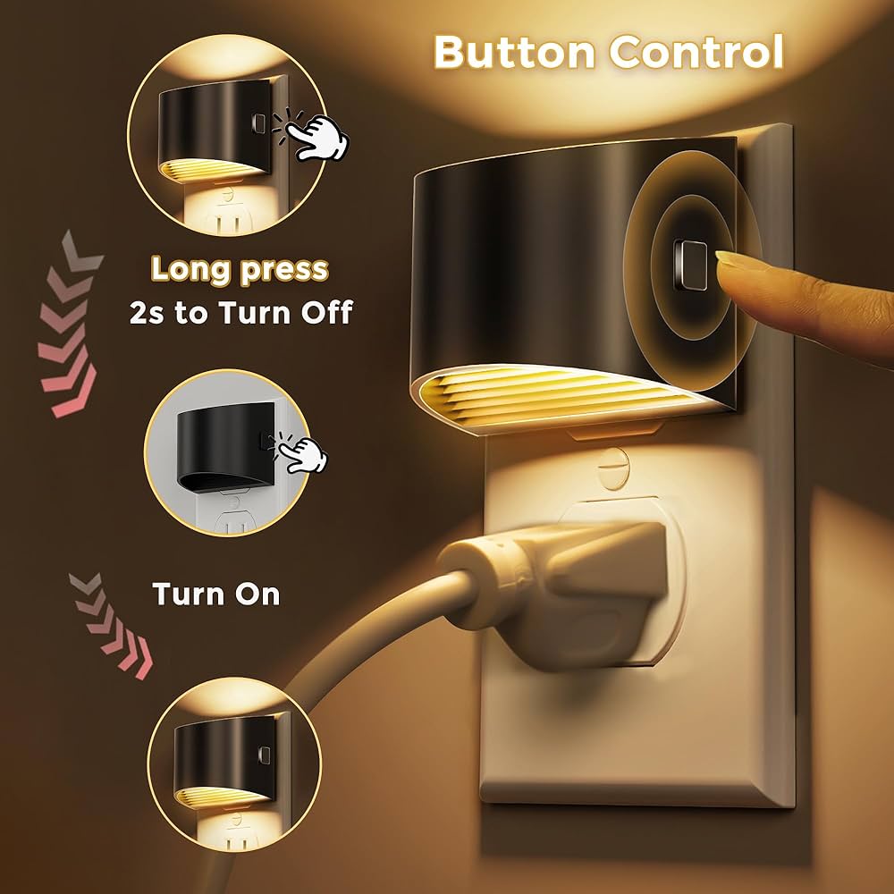 L LOHAS LED Night Lights Plug into Wall, Kids Night Lights with 8 RGB Color, Built-in Dusk to Dawn Sensor, Color Changing Mode, 2 Pack