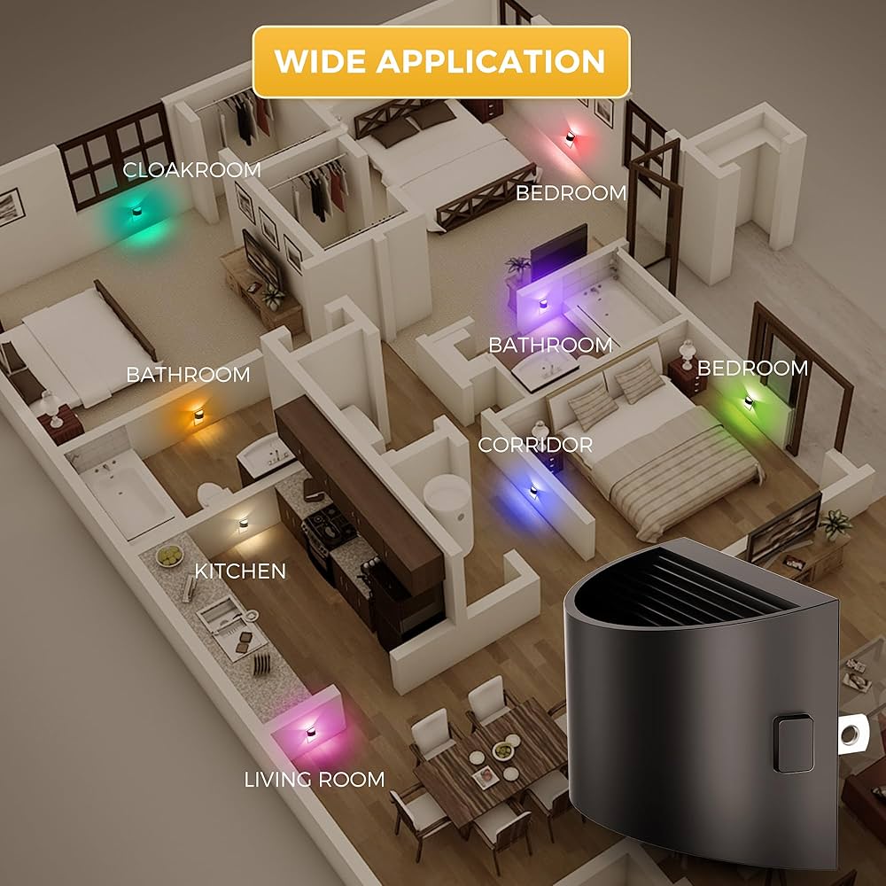 L LOHAS LED Night Lights Plug into Wall, Kids Night Lights with 8 RGB Color, Built-in Dusk to Dawn Sensor, Color Changing Mode, 2 Pack