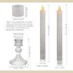 6 Pack Flameless Candles with Diamond Base Light – Hexagon Glass Holder, Remote Timer & Dimmer | Safe LED for Thanksgiving/Xmas Decor, Wedding Centerpiece (Crystallized-Brilliant, 6 Pack)