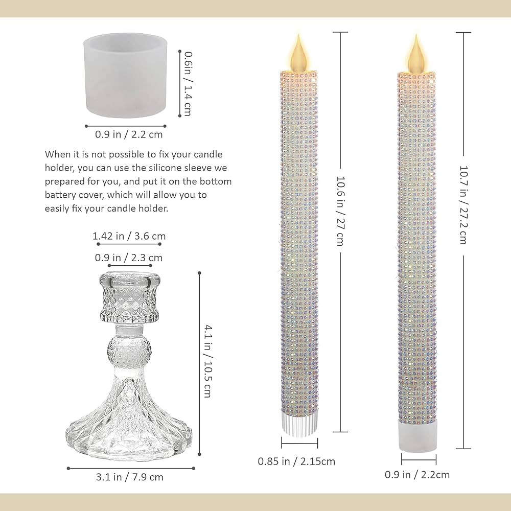 6 Pack Flameless Candles with Diamond Base Light – Hexagon Glass Holder, Remote Timer & Dimmer | Safe LED for Thanksgiving/Xmas Decor, Wedding Centerpiece (Crystallized-Brilliant, 6 Pack)
