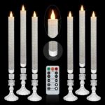 6 Pack Flameless Candles with Diamond Base Light – Hexagon Glass Holder, Remote Timer & Dimmer | Safe LED for Thanksgiving/Xmas Decor, Wedding Centerpiece (Crystallized-Brilliant, 6 Pack)