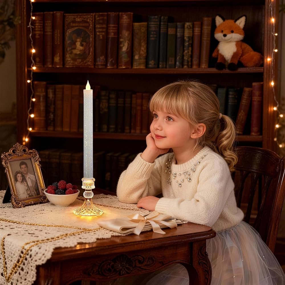 6 Pack Flameless Candles with Diamond Base Light – Hexagon Glass Holder, Remote Timer & Dimmer | Safe LED for Thanksgiving/Xmas Decor, Wedding Centerpiece (Crystallized-Brilliant, 6 Pack)