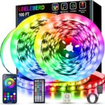 Leeleberd Led Lights for Bedroom 100 ft (2 Rolls of 50ft) Music Sync Color Changing RGB Led Strip Lights with Remote App Control Bluetooth Led Strip, Lights for Room Home Kitchen Party Decor