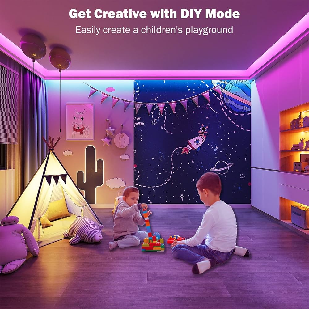 Leeleberd Led Lights for Bedroom 100 ft (2 Rolls of 50ft) Music Sync Color Changing RGB Led Strip Lights with Remote App Control Bluetooth Led Strip, Lights for Room Home Kitchen Party Decor