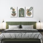 Boho Sun Canvas Wall Art Set of 3, Neutral Abstract Minimalismt Bohemian Geometric & Botanical Plants Pictures Prints Artwork Paintings Wall Decor for Bedroom Living Room Home Decoration 16×24 inches