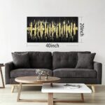 Large Hand Painted 3D Canvas Wall Art for Living Room, Neutral Abstract Black and Gold Texture Minimalismt Painting Handmade Picture Artwork Wall-Decor for Bedroom Home Decoration, Size 40×20 inches