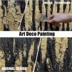 Large Hand Painted 3D Canvas Wall Art for Living Room, Neutral Abstract Black and Gold Texture Minimalismt Painting Handmade Picture Artwork Wall-Decor for Bedroom Home Decoration, Size 40×20 inches