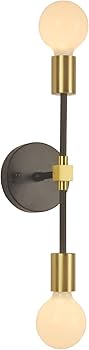 2 Lights Bathroom Wall Sconce Vanity Modern Industrial Wall Lamp Pole Wall Mount Lighting Fixture（Gold/Black Color）