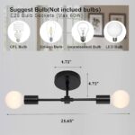 2-Lights Matte Black Bathroom Vanity Wall Sconce Modern Industrial Wall Lamp Pole Wall Mount Lighting Fixture（Black Color）