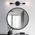 2-Lights Matte Black Bathroom Vanity Wall Sconce Modern Industrial Wall Lamp Pole Wall Mount Lighting Fixture（Black Color）