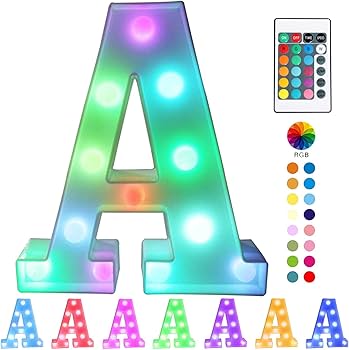 Pooqla Colorful LED Marquee Letter Lights with Remote – Light Up Marquee Signs – Party Bar Letters with Lights Decorations for the Home – Multicolor A